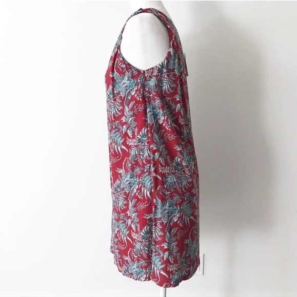 LOFT Ann Taylor Red & Teal Iris One Shoulder Shift Dress Size Small - Picture 4 of 9
